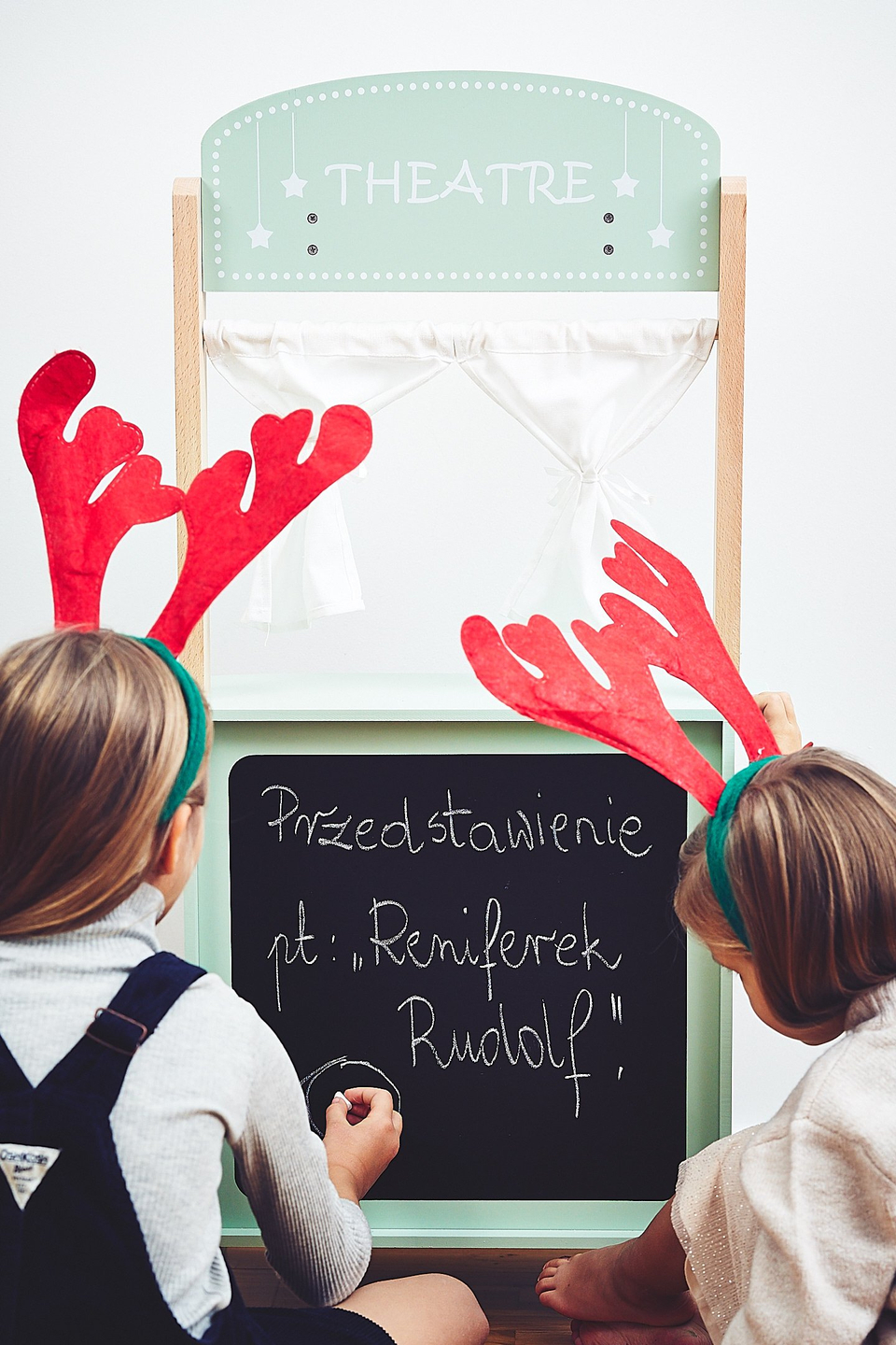 Gran tienda de madera - puesto y teatro 2en1 con báscula, terminal de pago, verduras y frutas