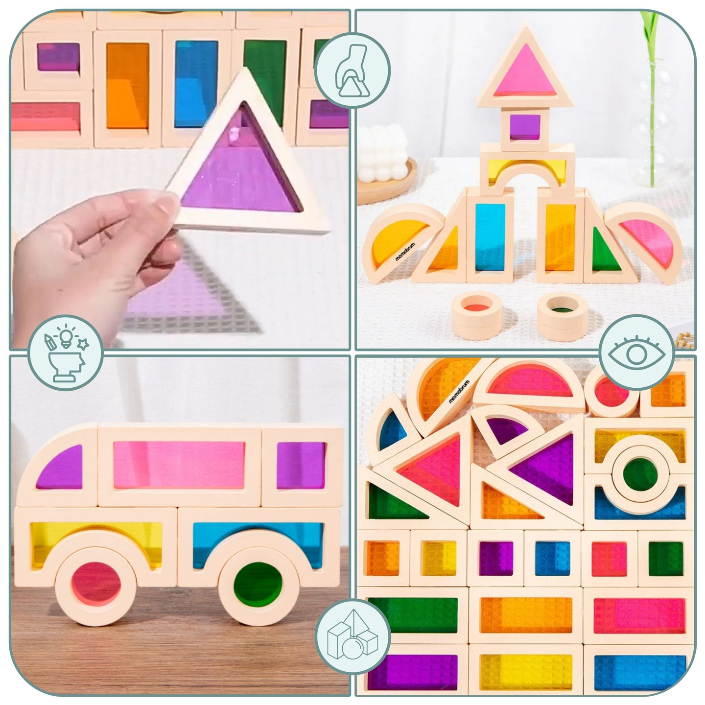 Bloques de madera arco iris - 25 elementos