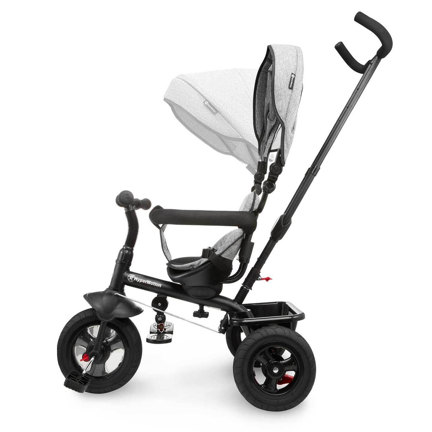 Triciclo para niños de 1 a 4 años - TOBI FREY - color gris - giratorio - ruedas hinchables + empujador