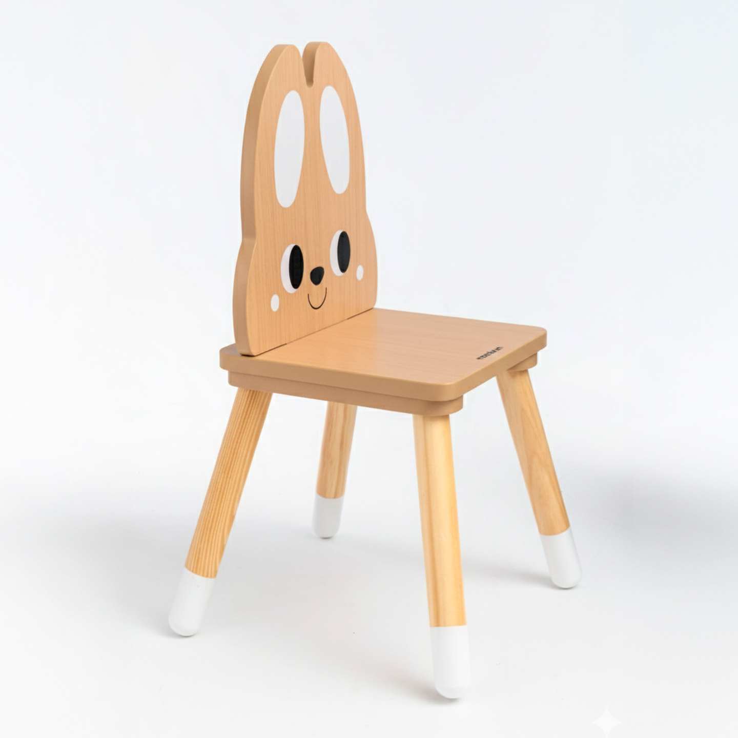 Mesa de madera con almacenaje y 2 sillas Conjunto infantil - Conejo Lindo