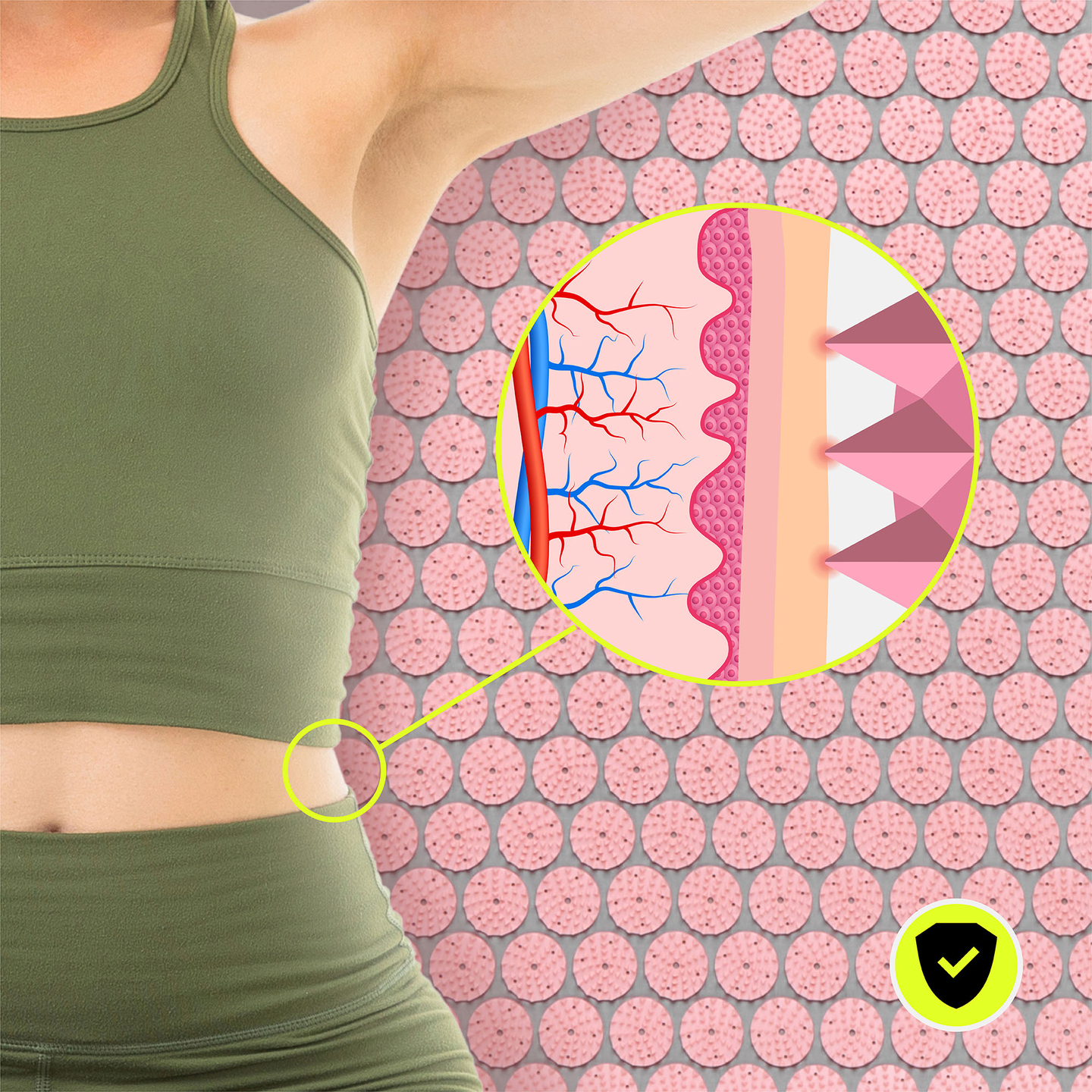 Esterilla de acupresión grande con almohada y funda - 130 cm HyperMotion gris y rosa