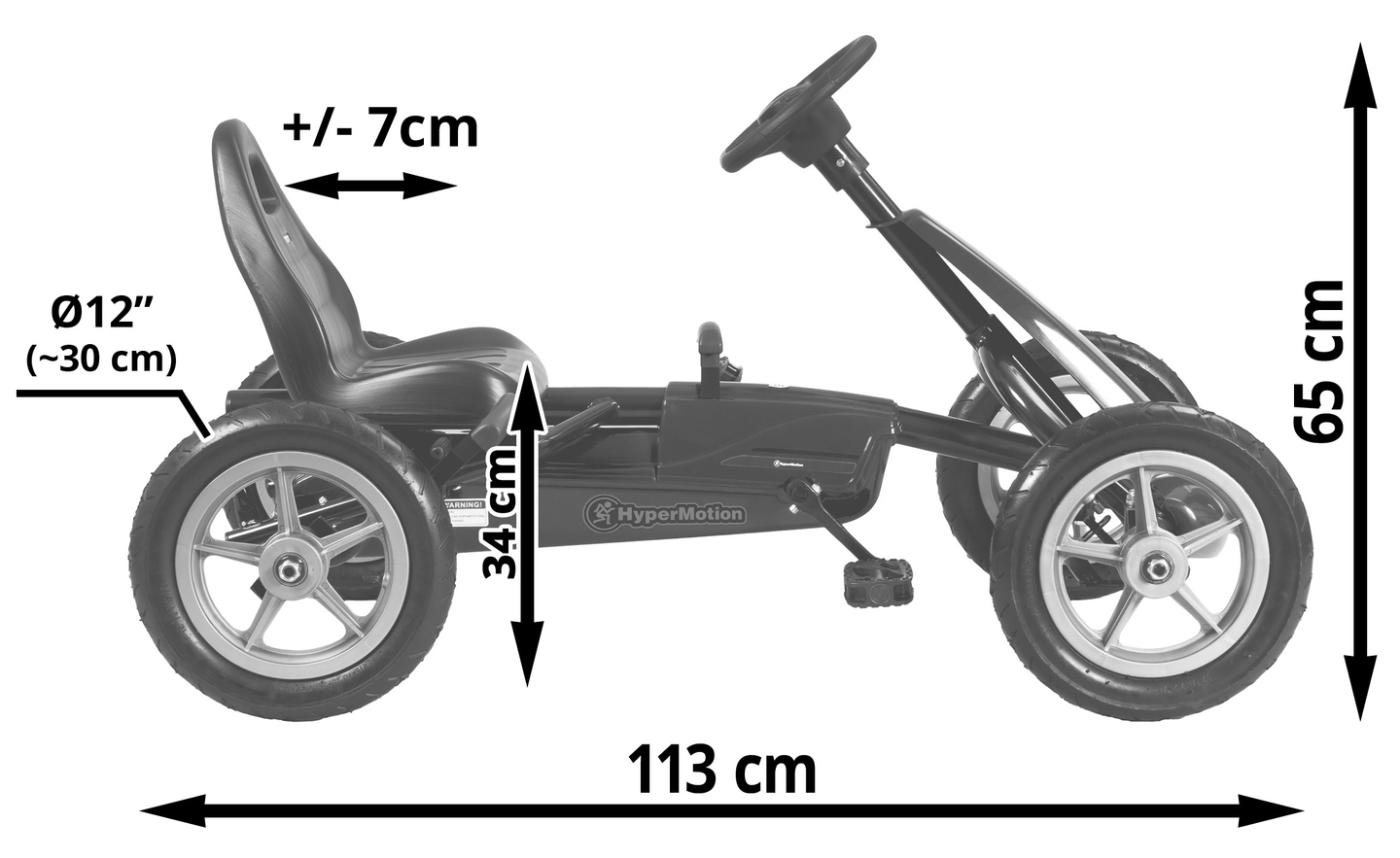 Kart de pedales EVOQUE para niños - correpasillos para niños de 5 a 8 años - gris