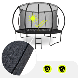 Cama elástica de jardín XXL para niños HyperMotion - 366 cm 12FT - con escalera y red interna - para casa y jardín - 150 kg máx.