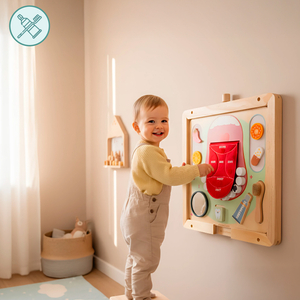 Tablero educativo Montessori de madera Pequeño Dentista: cepillo de dientes, pasta, dientes extraíbles, espejo, comida, sabores de aprendizaje