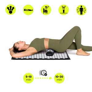 Esterilla de acupresión con almohada y funda - 72 cm HyperMotion blanco y negro