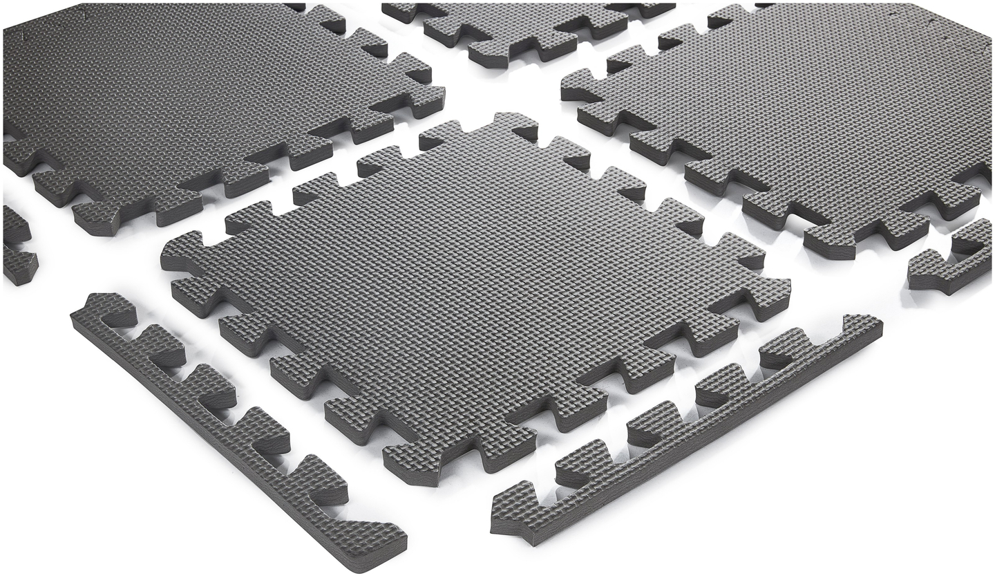 Puzzle de espuma 12 uds. - tapete educativo de espuma 120 x 90 x 1,2 cm con borde - gris