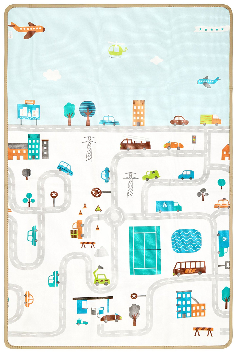 Alfombra de espuma de doble cara - tierra/ciudad de cuento de hadas - 180x120x0,5cm