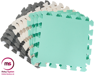 Puzzle de espuma 12 uds. - tapete educativo de espuma 120 x 90 x 1,2 cm con borde - menta