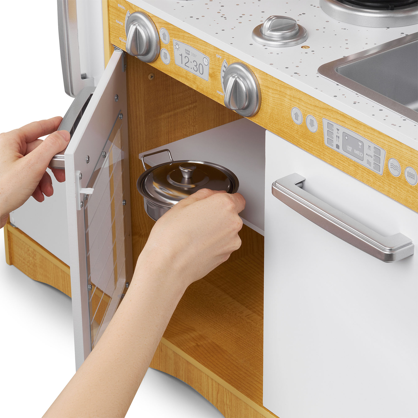 Cocina XXL de madera con iluminación LED, delantal y accesorios.