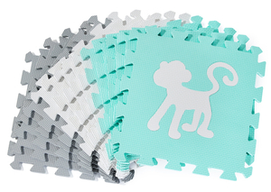 Alfombra rompecabezas de espuma XL 150 x 150 x 1 cm con borde - espuma EVA - menta