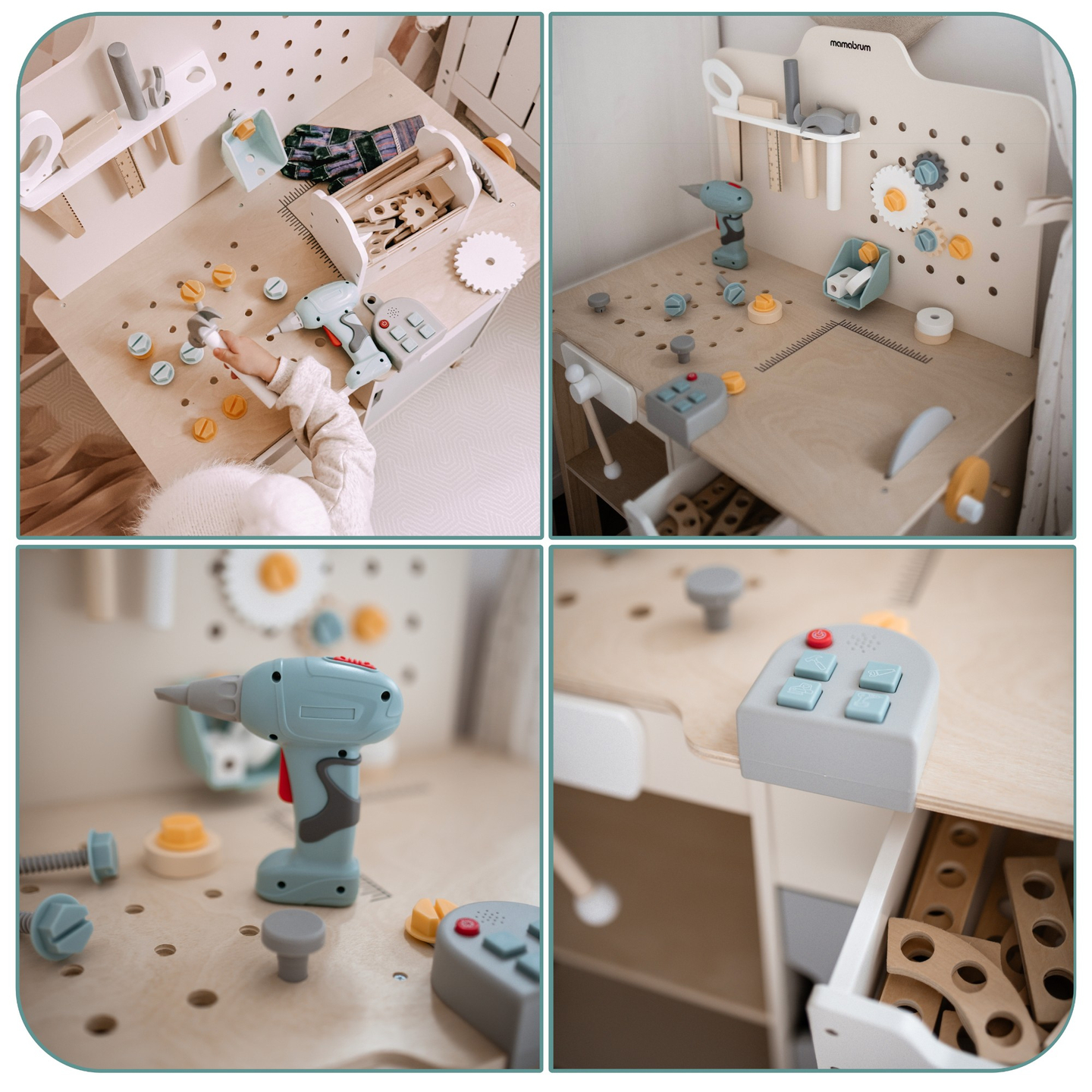 Gran taller de madera con herramientas XXL - set de bricolaje, 74 elementos