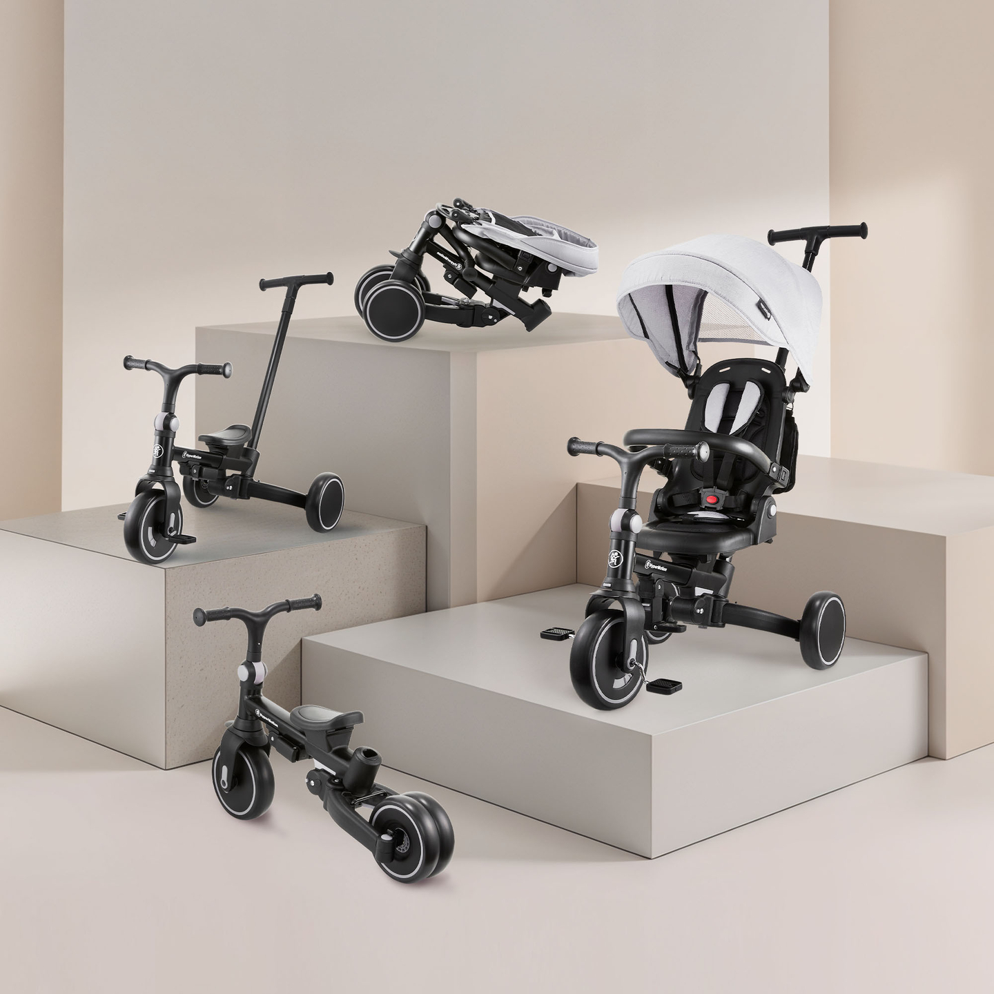 8en1 triciclo multifuncional TOBI FOREST - gris