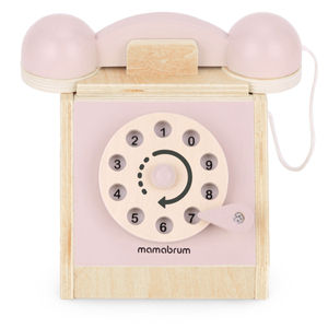 Teléfono retro de madera - rosa pastel